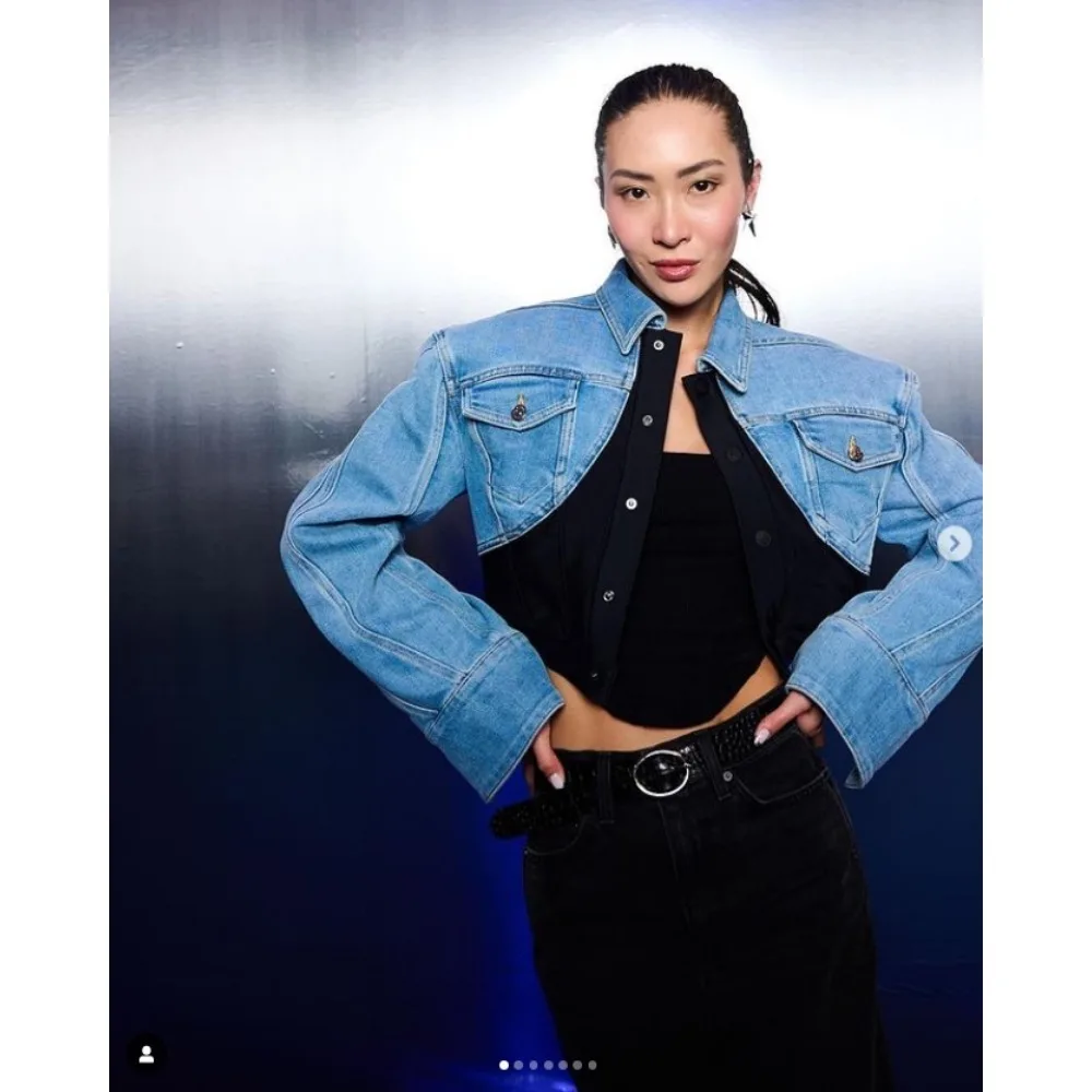 

Autumn 2023 New Denim Splicing Jacket Lapel Long-sleeved Simple Versatile Casual Fashion Personality Women's Tops Clothing
