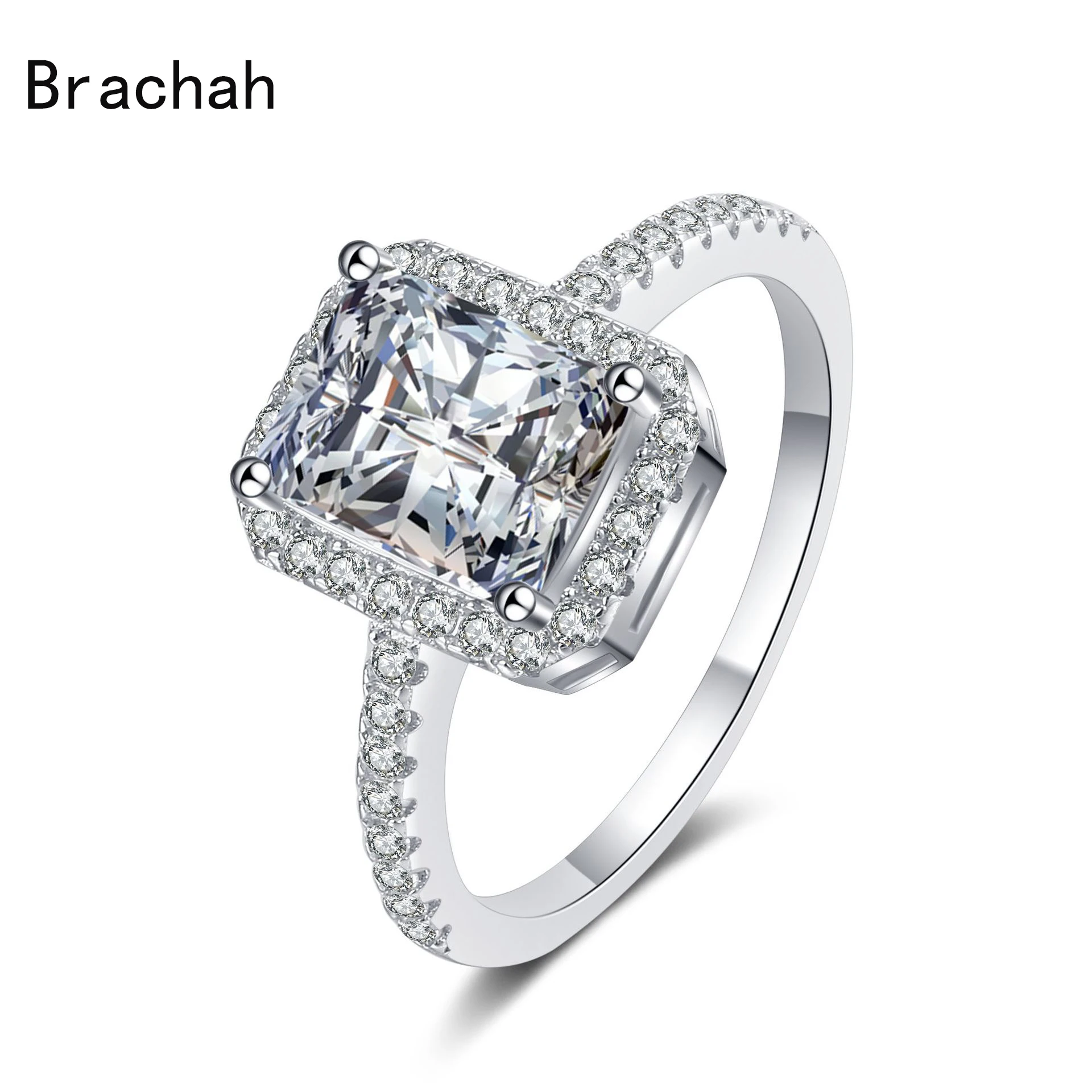

Женское кольцо из серебра 925 пробы, роскошное Большое Квадратное бриллиантовое кольцо, карат, Ювелирное Украшение для юбилея, свадьбы