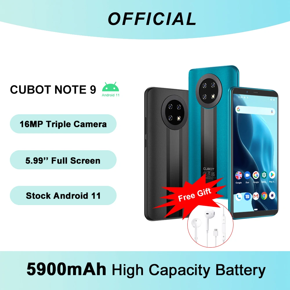 Cubot Note 9 Smartphone 5900mAh Battery Octa Core Mobile Pho