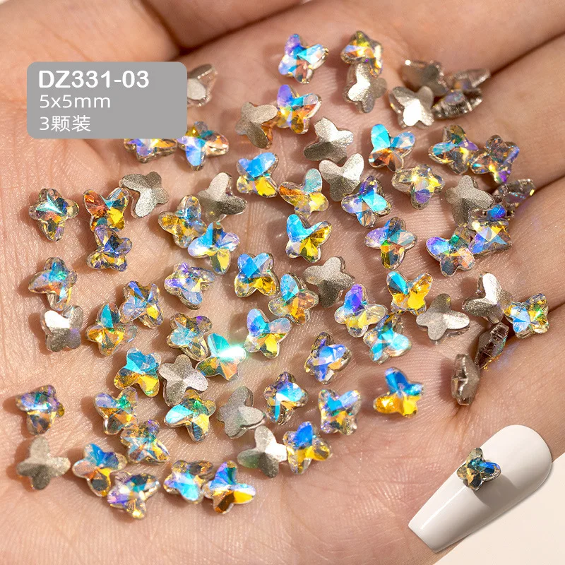 

30Pcs Nail Art Sparkle Crystal Stones Butterfly AB Color Nail Holographic Gem Stones For Nail Art Decoration DIY 3D Crafts