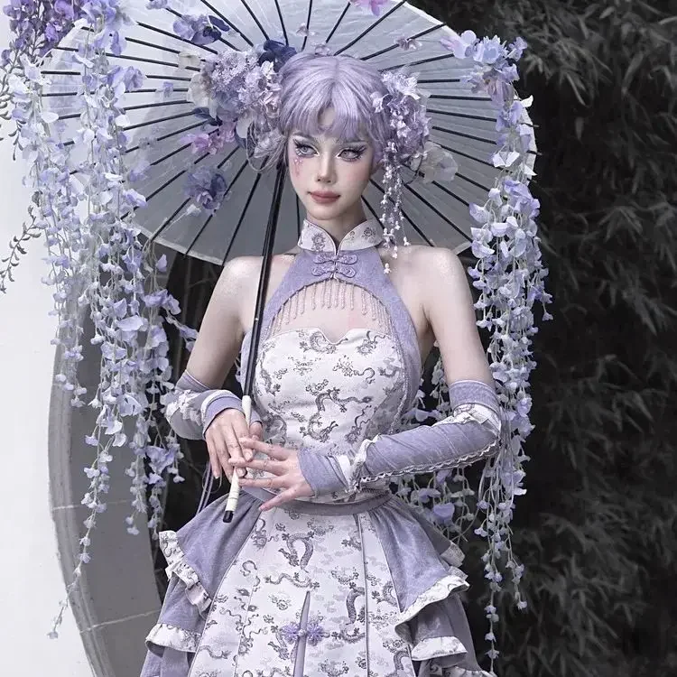 Оригинальный фиолетовый топ с бретелькой на шее и кристаллами тонкая майка