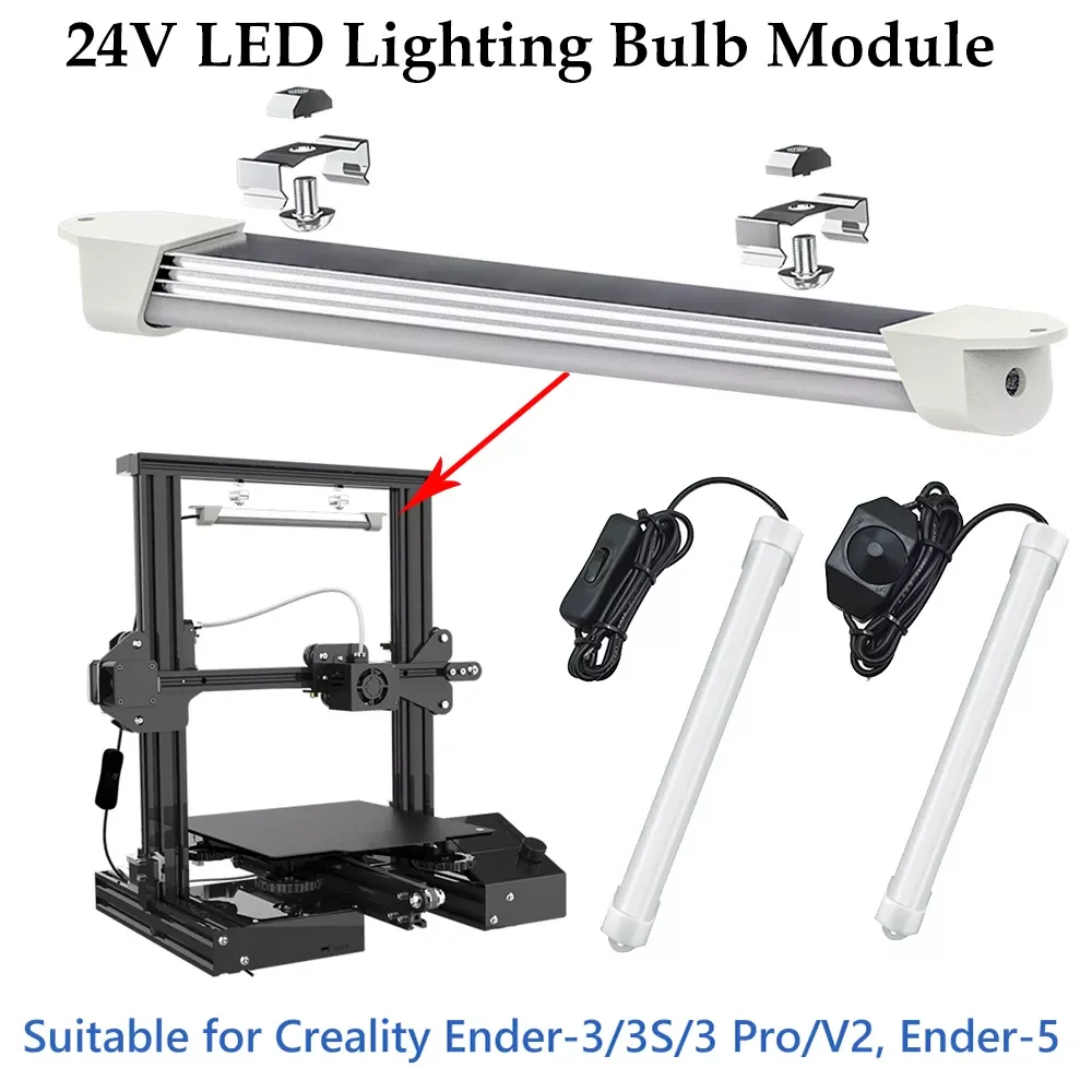 

22cm 3D Printer LED Strip Light 24V Lighting Bulb Upgrade Kit for Creality Ender-3/3S/3 Pro/V2 Ender-5/5 Pro Printer Accessories