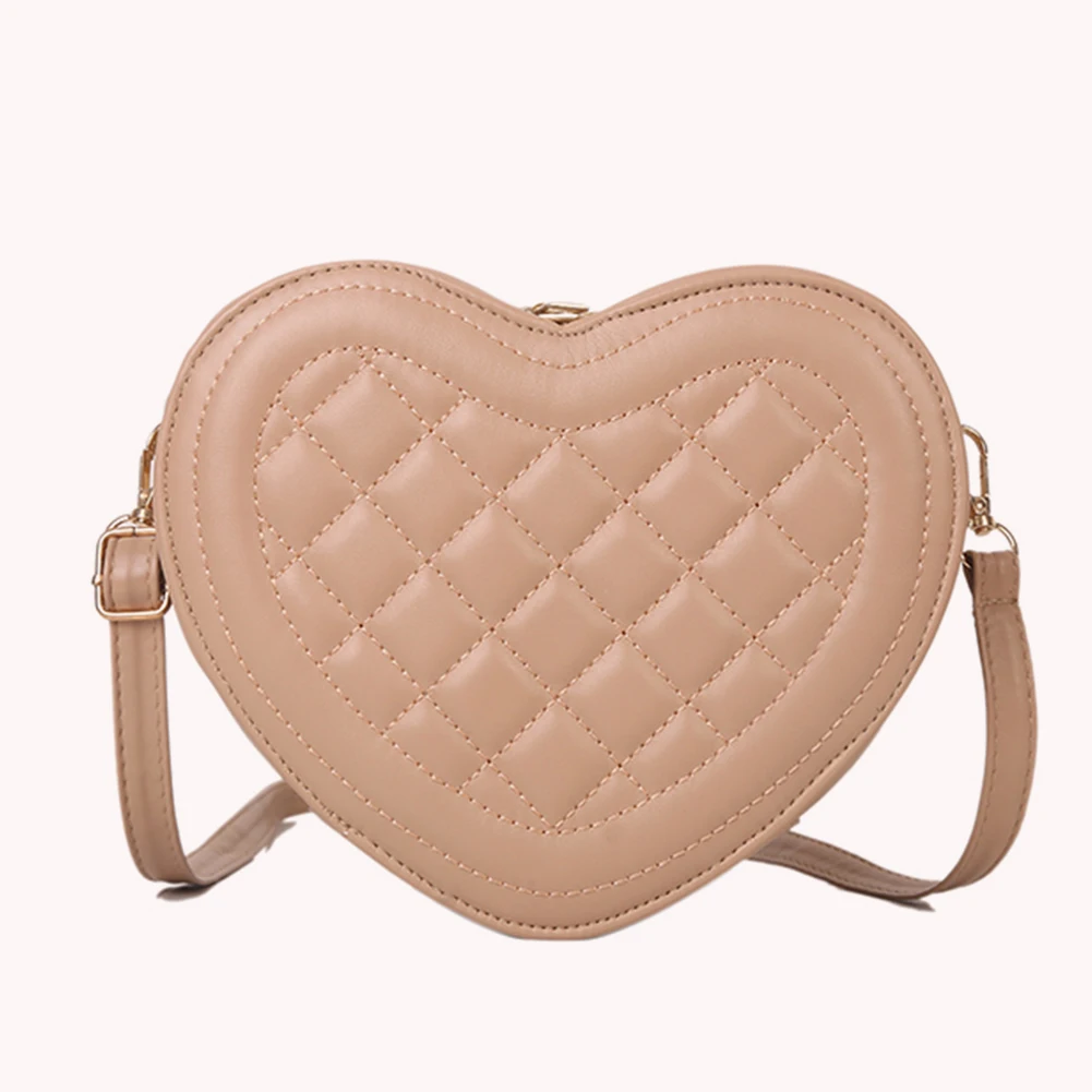 Women PU Leather Shoulder Bags Fashion Love Heart Shaped Solid Color Messenger Bags Small Handbags Ladies Casual Crossbody Bags