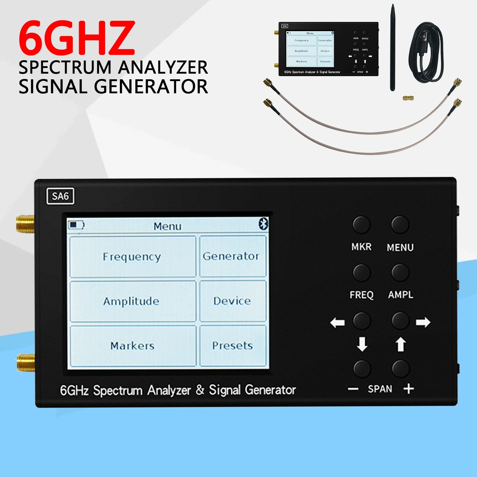 SA6  6GHz spectrum analyzer signal generator WiFi  TO,2G,3G,4G,LTE, CDMA, DCS, GSM, GPRS, GLONASS