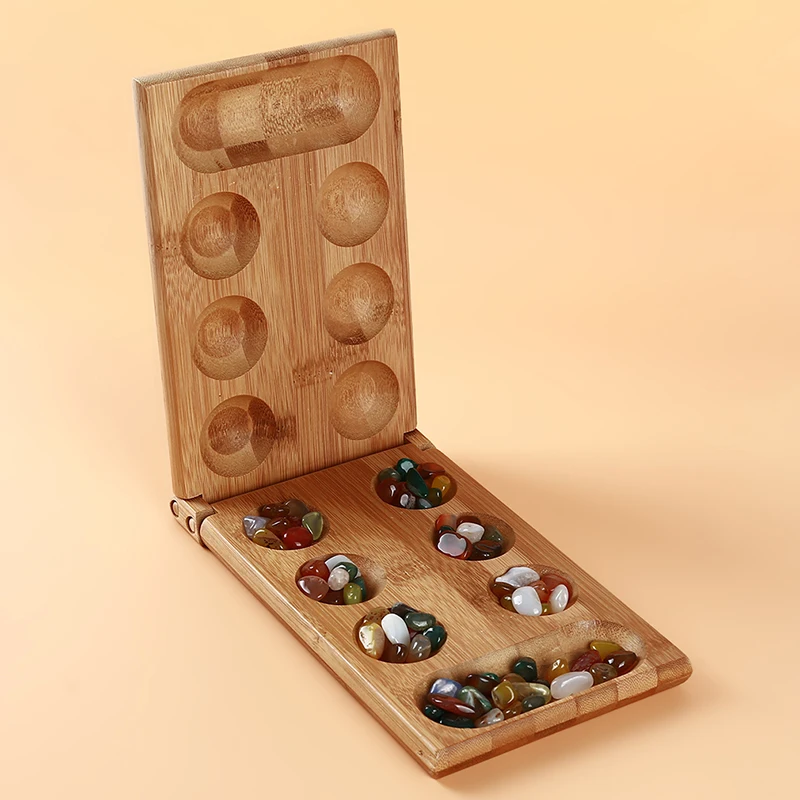 

Mancala Board Game With Stones Solid Wood Adults Kids Puzzle Game Oldest Strategy Games Stunning Gift For Children