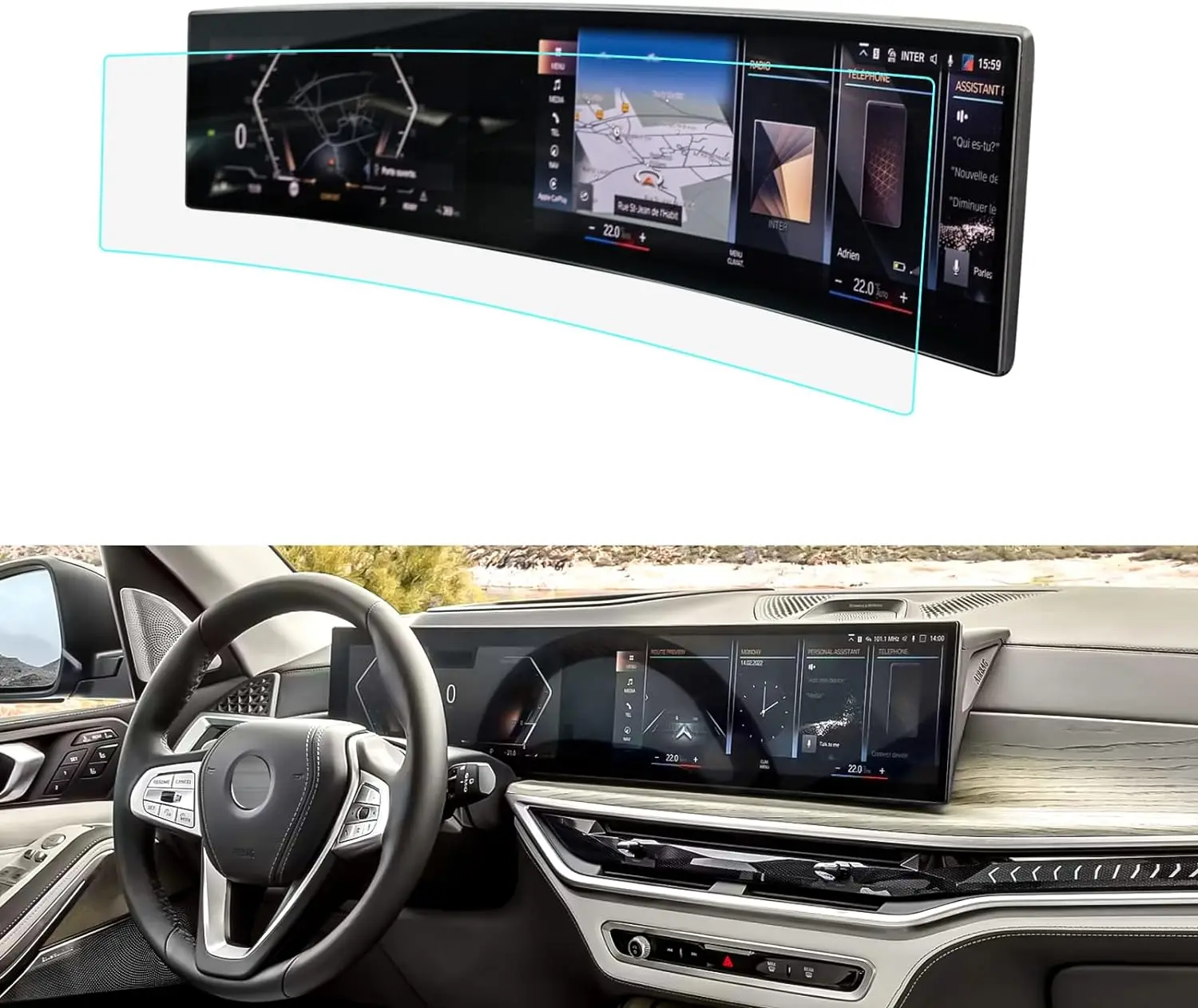 Для BMW X7/BMW i4/BMW i7/BMW iX/BMW 7Series 2023 Автомобильный GPS-навигатор Экран для телефона