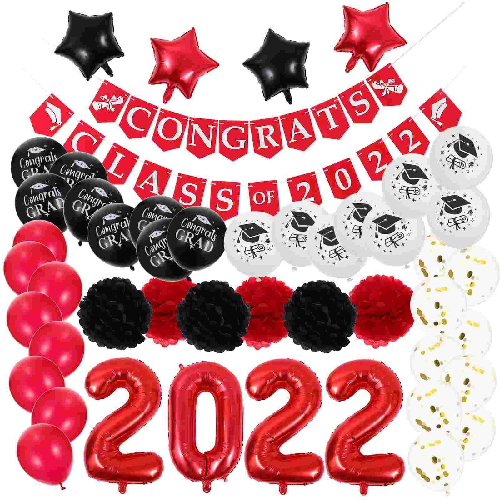 

1 Set Graduation Party Banner Balloon Paper Flower Decors Party Ornaments