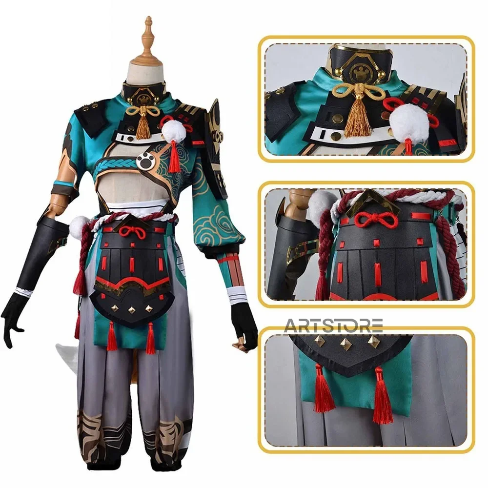 Костюм для косплея Genshinimpact Gorou Miss Hana костюм платье брюки лисий хвост уши полный