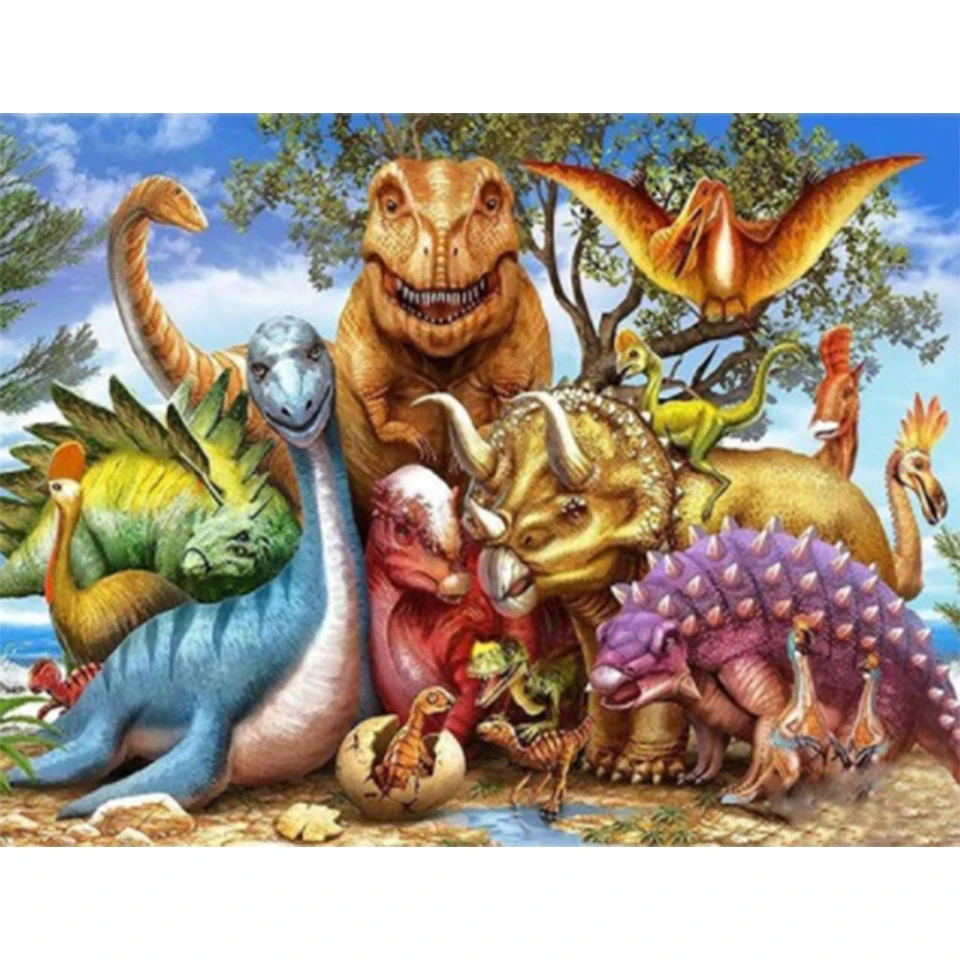 

5D DIY Diamond Painting Animals Jurassic Dinosaur Rhinestone Picture Cross Stitch Kit Full Diamond Embroidered Mosaic Decoration