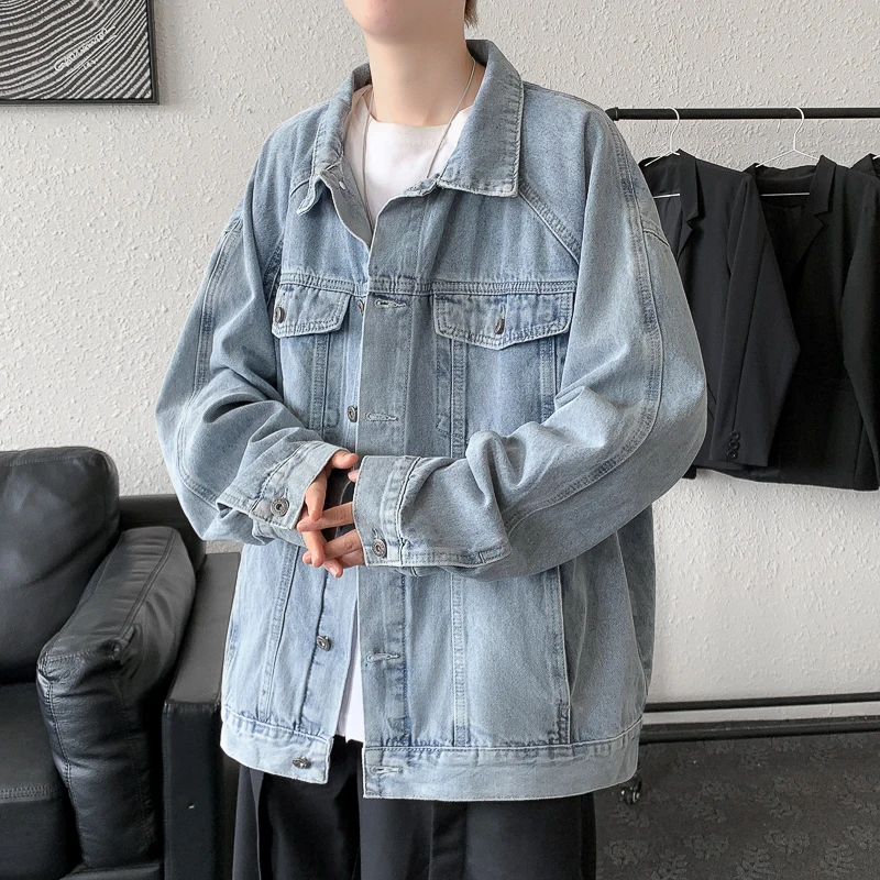 

Autumn loose denim jacket Men's Korean version old work jacket casual top
