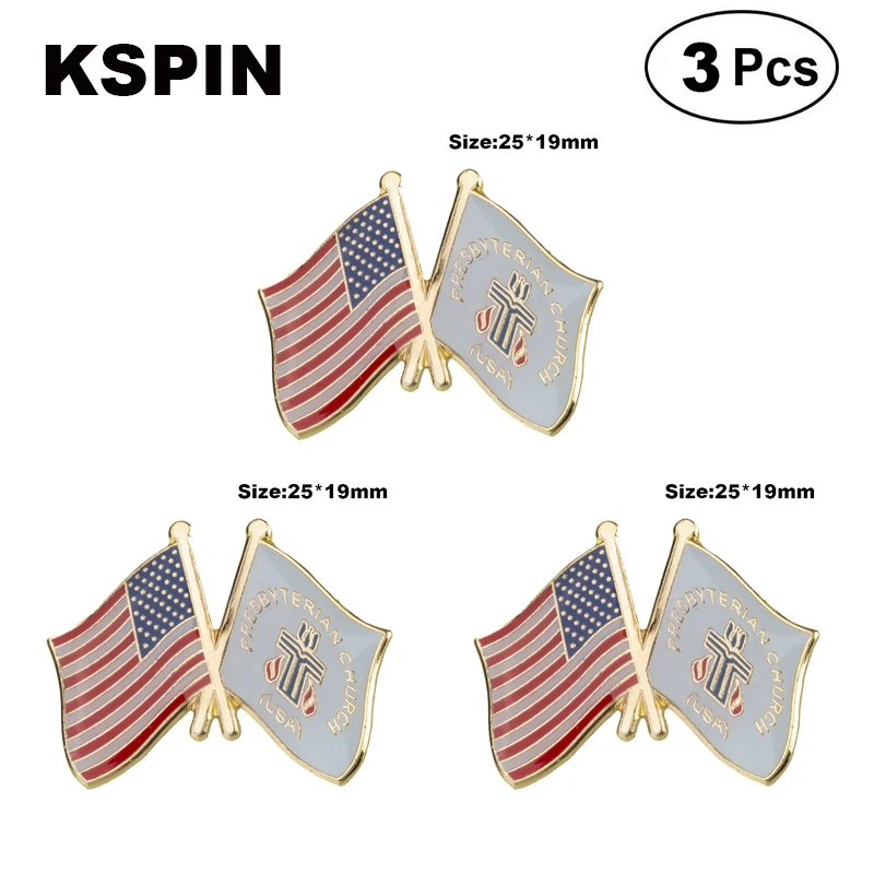 

U.S.A & Presbyterian Frendship Lapel Pin Brooches Pins Flag badge Brooch Badges