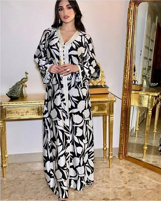 

Caftan Marocain Maxi Vestido Women Abaya Dubai Turkey Muslim Hijab Dress Islam Kaftan Clothes African Dresses Robe Longue Femme
