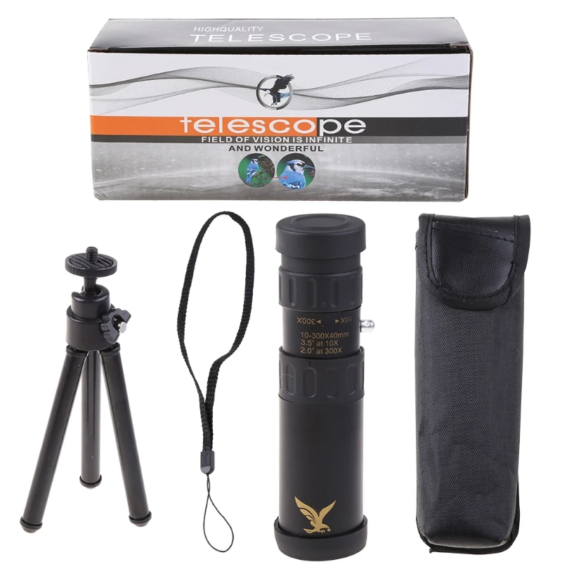 

Metal Monocular 10-300X40mm Super Telephoto Zoom Monocular Supports Smartphone Night Vision