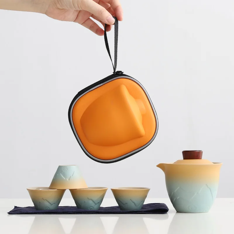 

Японский туристический портативный дорожный чайный сервиз, 1 чайник, 4 чашки, высококлассная Экспресс-чашка, замачивающийся чайный сервиз, чайный сервиз