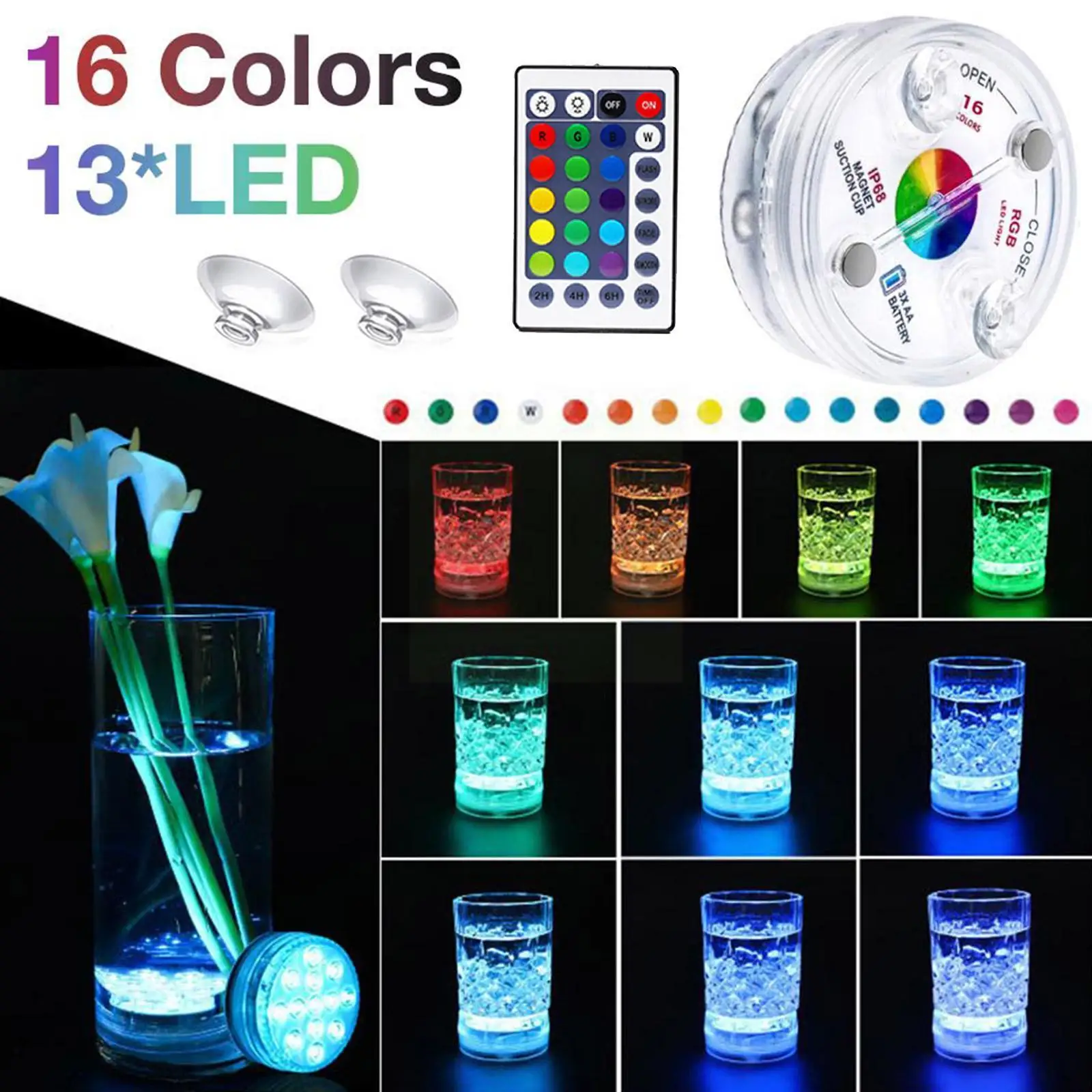

IP68 Remote Multi Color Waterproof Submersible LED Underwater Tea Light Lights Christmas Party Wedding Decoration Lamp Nigh J4N7