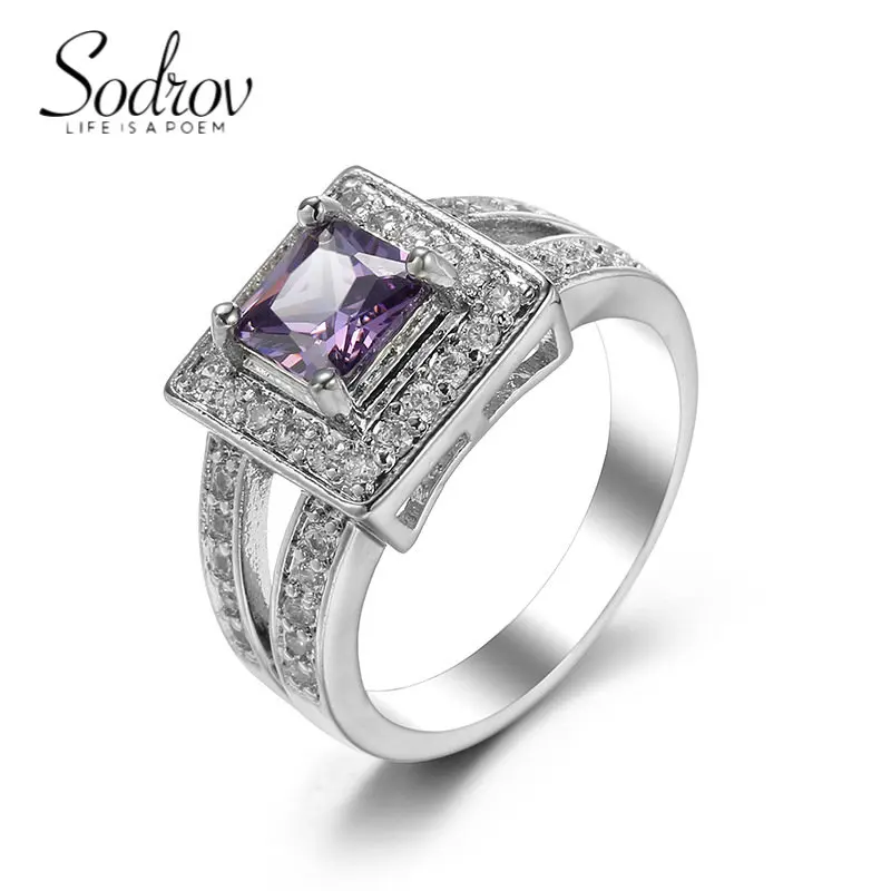 

Модные обручальные кольца SODROV с фиолетовым Цирконом для женщин, свадебный браслет для невесты, Подарочные ювелирные изделия, бесплатная до...