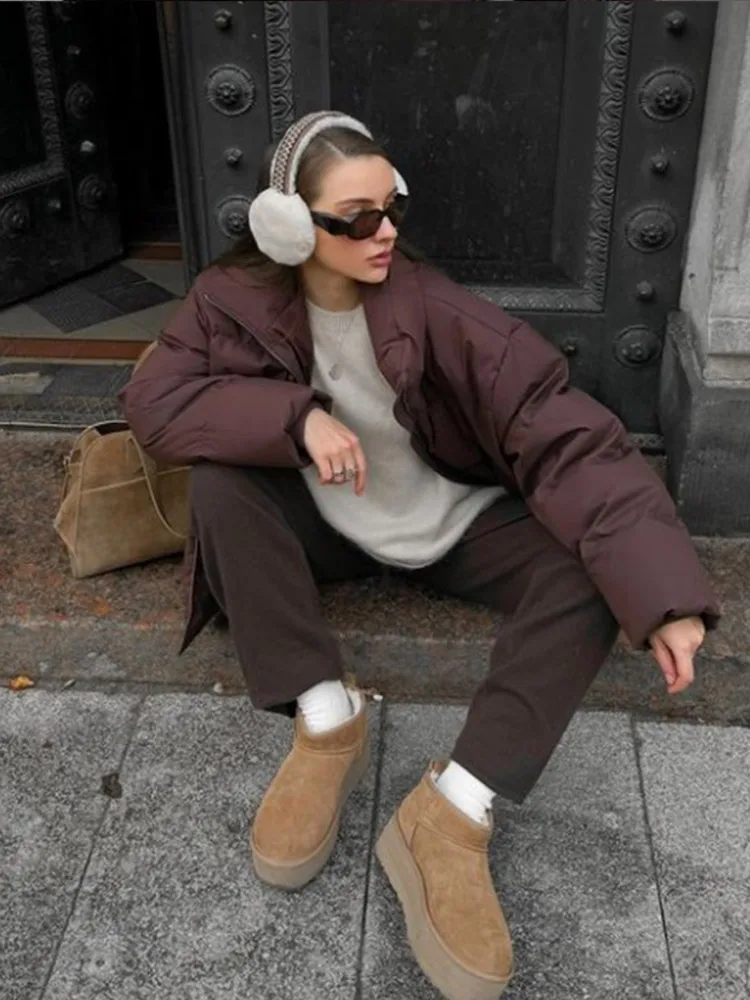 Винтажное женское зимнее утепленное хлопковое короткое пальто с воротником