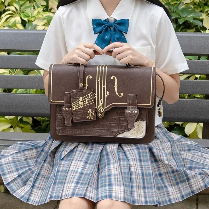 

Рюкзак в стиле «музыкальные ноты» Jk, Униформа, сумка, винтажная сумка-мессенджер в стиле «лолита» Jk, унисекс, Студенческая сумка в японском стиле