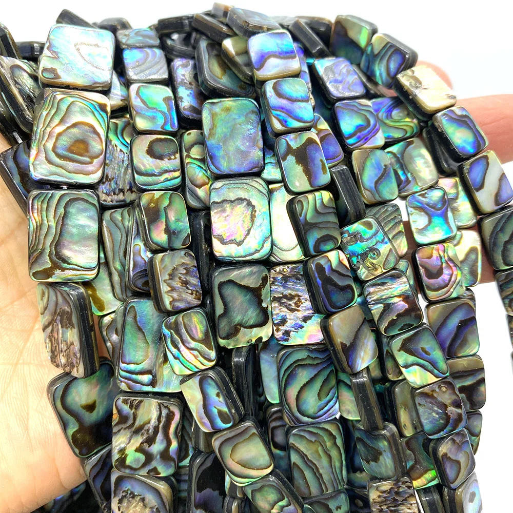 

Natural Abalone Shell Earring Beads 8x12mm Rectangular Through Hole Abalone Bead Charm DIY Hairpin Earrings Bracelet Accessories