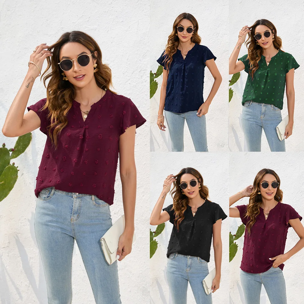 

Spring/Summer Women's Loose Casual T-shirt Women's Round Neck Short Sleeve Commuting Ball Top