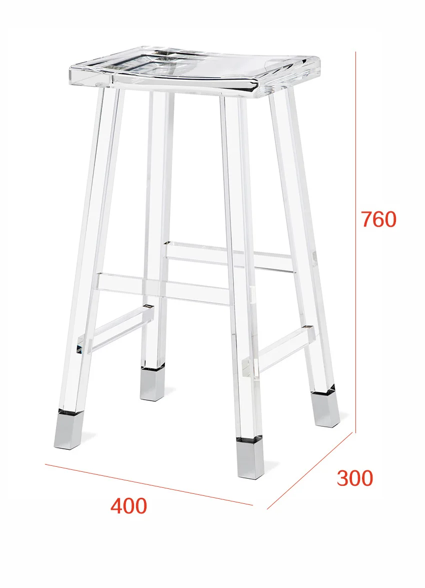 

Акриловый высокий барный стул из нержавеющей стали, прозрачный стеклянный Стул