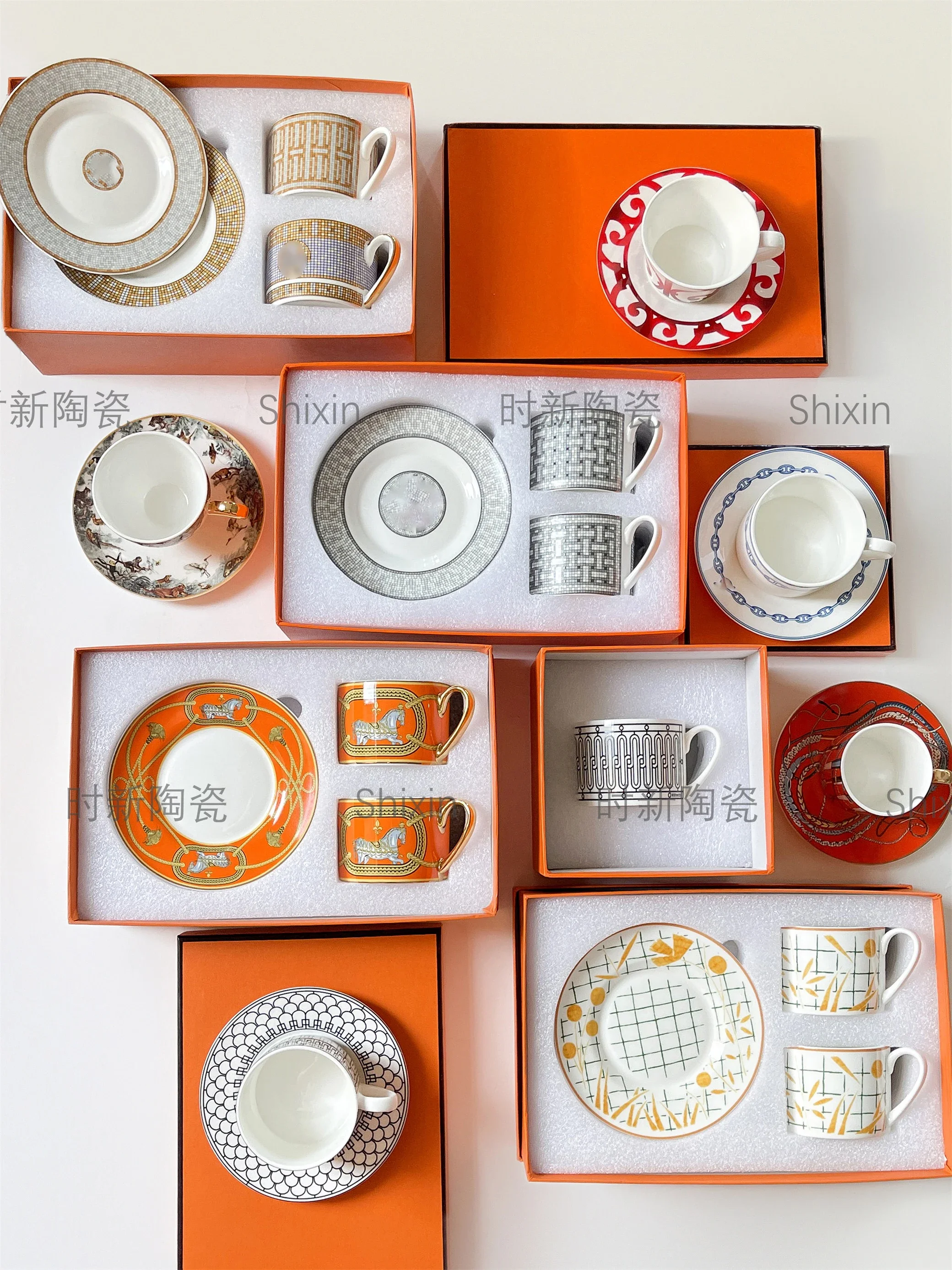 Европейская костяная фарфоровая кофейная чашка и блюдце подарочная коробка