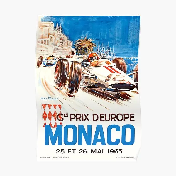 

1963 Монако Grand Prix плакат гонки настенный принт Декор живопись современное искусство комната винтажная домашняя роспись картина без рамки