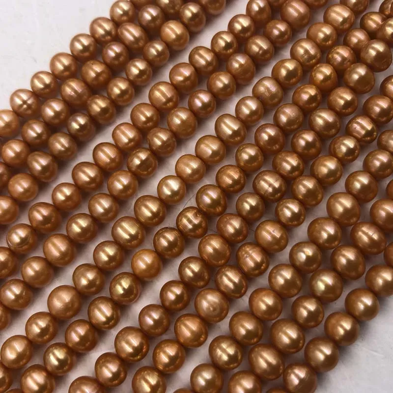 ELEISPL JEWELRY Wholesale  10 Strands 6-7mm Orange Freshwater Pearls Free Shipping #22000476-1
