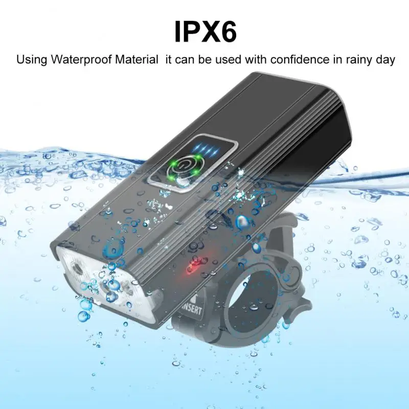 

1500 Lumen Bike Light Front Lamp 2500mAh Bicycle Light Waterproof Headlight USB Rechargeable LED Flashlight MTB Bike Accessories