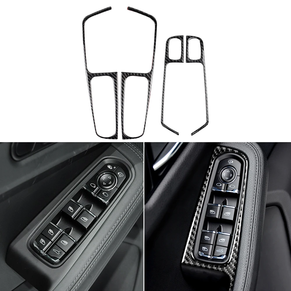 

for Porsche Macan Cayenne 2014-2021 Car Interior Window Lift Switch Panel Decoration Cover Trim Auto Accessories Carbon Fiber