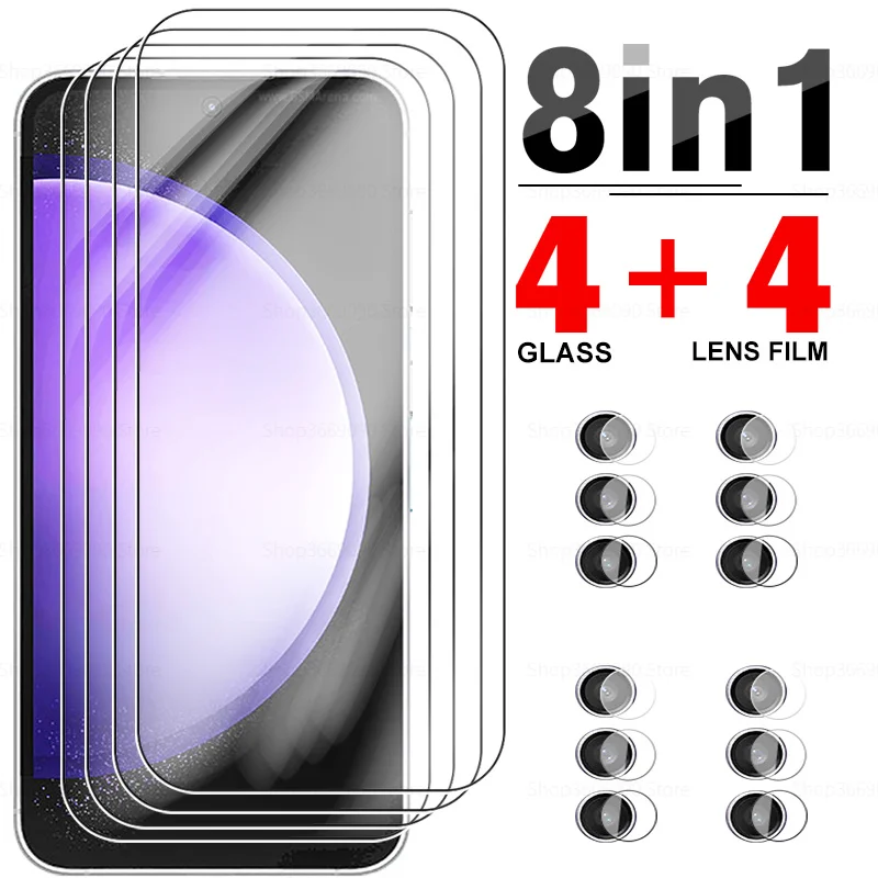 

8in1 Lens Protector Tempered Glass For Samsung Galaxy S23 FE Smartphone Screen Films Galaxy S21 FE S 23FE S23FE Protective Glass