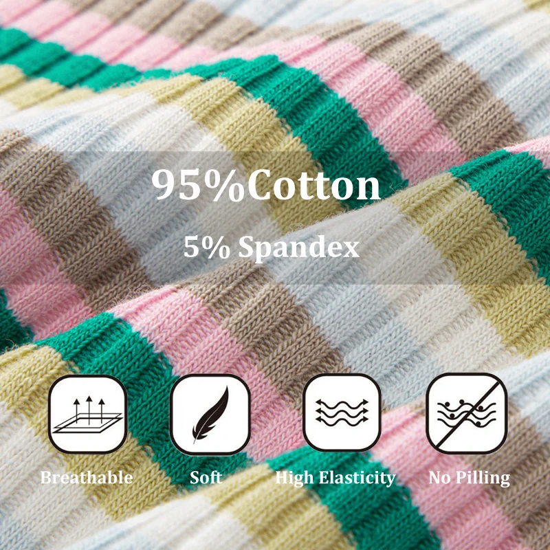 Women Cotton Colorful Stripe Panties Sexy Underwear G-String Rainbow Thong Soft Underpants Female Breathable Intimates Lingerie