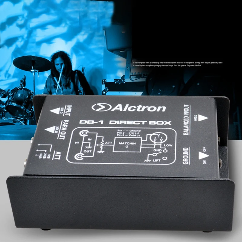 Alctron DB-1 одиночный пассивный преобразователь импеданса DIBOX Front Stage Effector DI Box