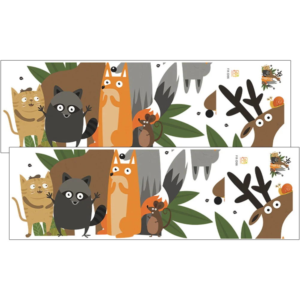 

Wall Animal Decor Wallpaper Decals Stickers Sticker Decal Kids Bedroom Room Cartoon Background Animals Jungle Decorations