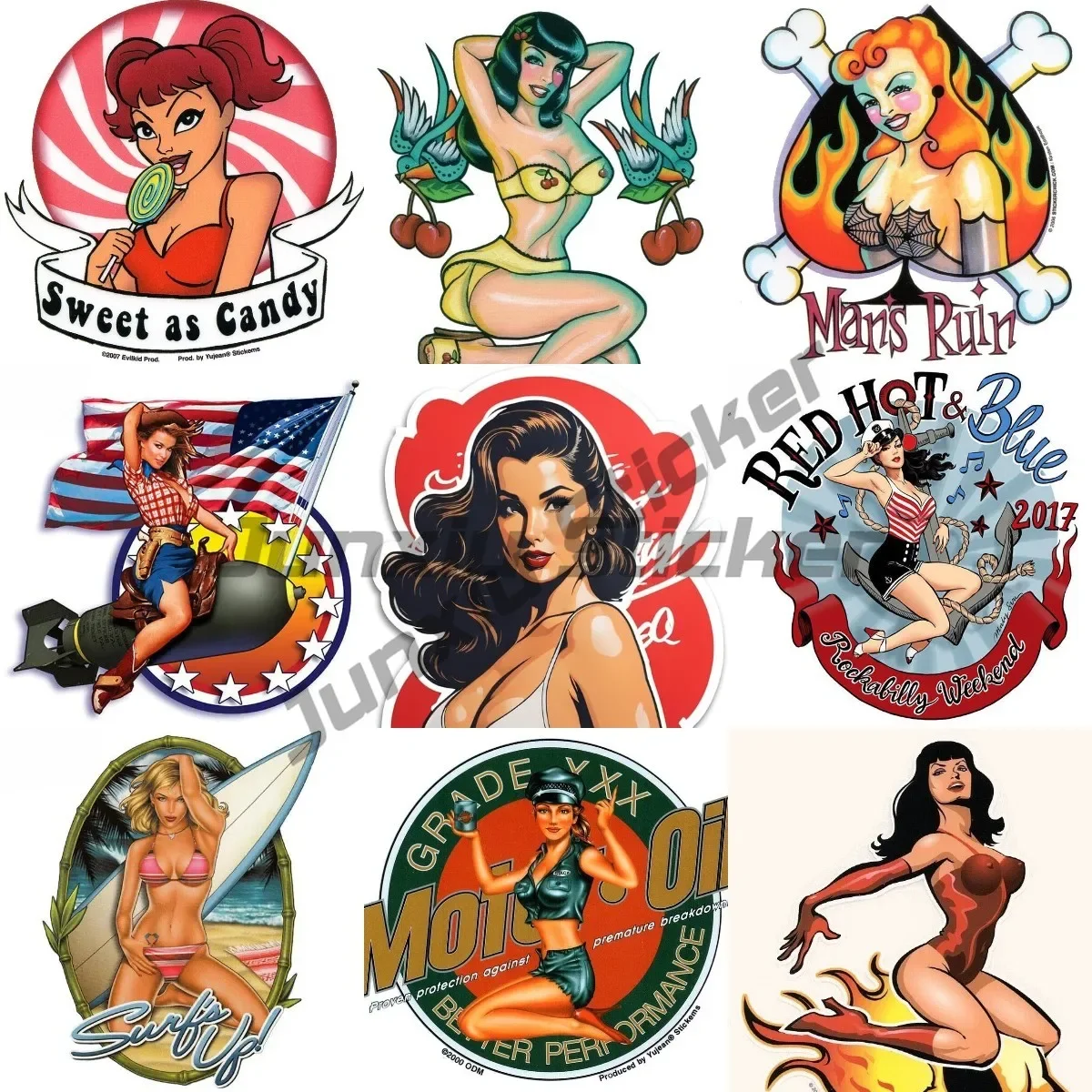 Фото Pin Up Girl Ракета Плакат Девушка Ретро Hot Rod Автомобильная наклейка Бомба Блокнот Автомобиль DIY Украшение Наклейка №1