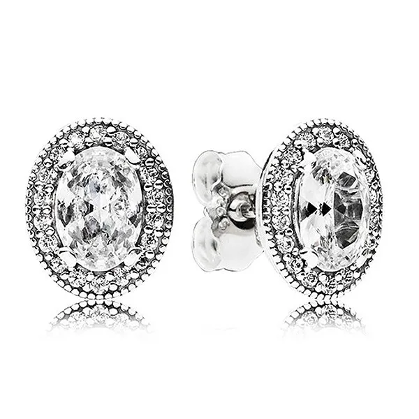 

Authentic 925 Sterling Silver Sparkling Elegance With Crystal Stud Earrings For Women Wedding Gift Fashion Jewelry