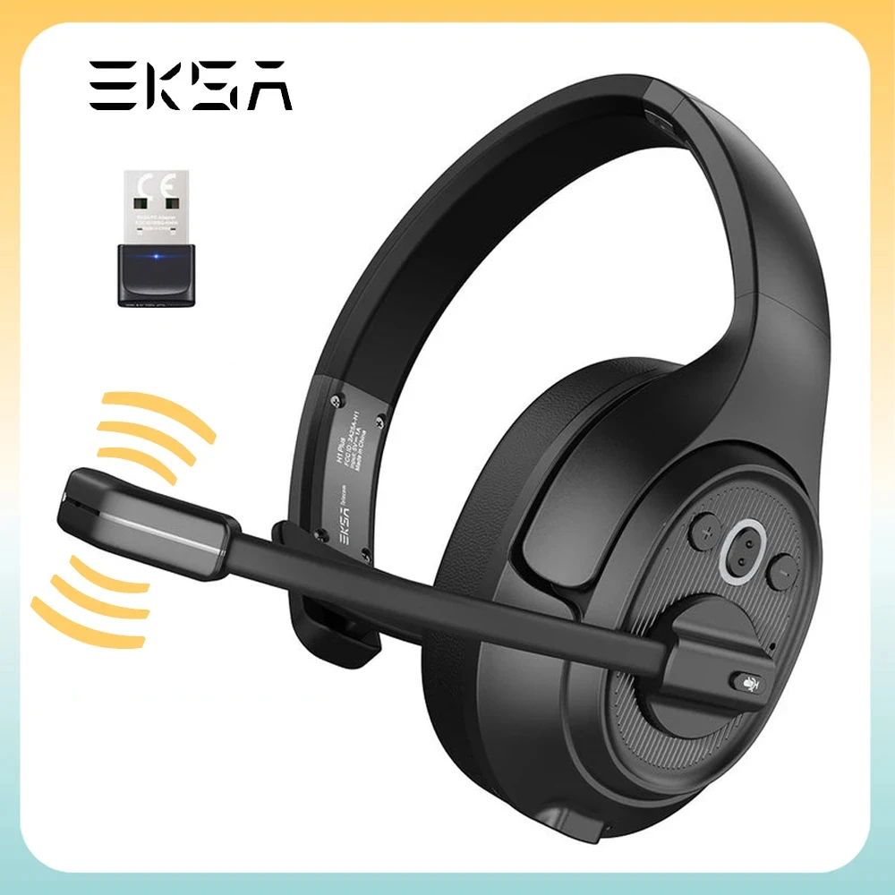

EKSA Wireless Headphones with Mic Environmental Noise Cancelling Headphone Trucker Bluetooth 5.0 Headset for Call Center Headset