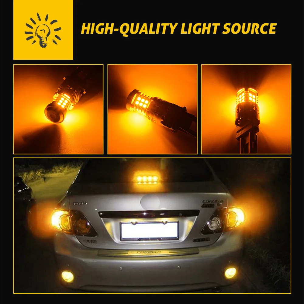 2 шт. T25 3157 P27/7W Светодиодная янтарная лампа Canbus без гипервспышки Автомобильный