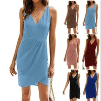 2022 new womens tight sleeveless v neck slim fit party dress womens clothing