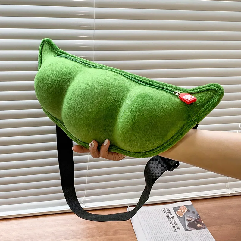 

Plush Shoulder Bag Creative Peas Shaped Top Handle Bags for Outdoor Shopping Leisure Women Birthday Party Gifts