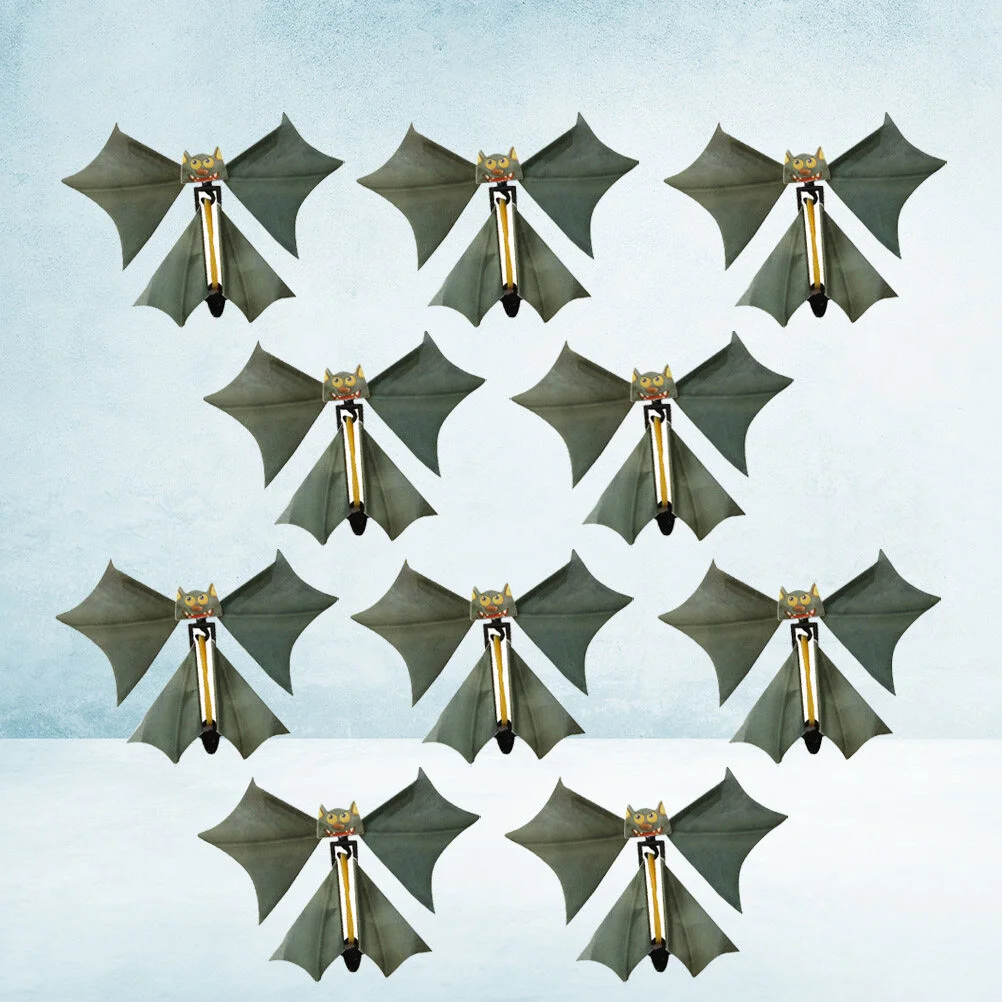 

10pcs Simulation Hanging Bat Flying Bat Figurine Surprise Joke Fancy Bat Props for Kids Children Party Performance Accessory (