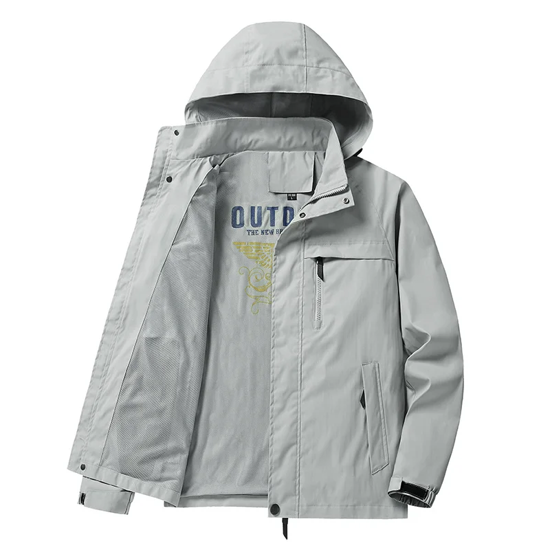 

2023 Men Fashion Casual Spring Windproof ded Cargo Jackets Men Autumn Outdoor Breathable Large Size Hat Jacket Men
