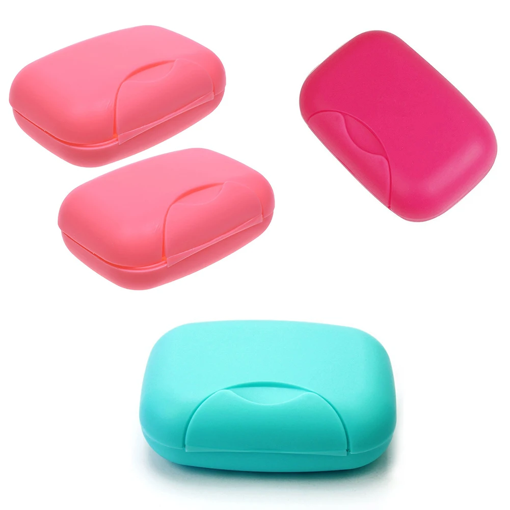 

2 Pcs Plastic Soap Case Holder Container Box Home Outdoor Hiking Camping Travel Pink