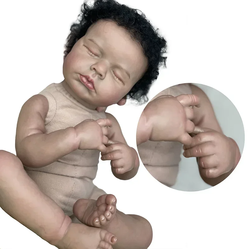 48 см Black-Skinned Loulou Реалистичная кукла ручной работы Bebe Reborn окрашенная