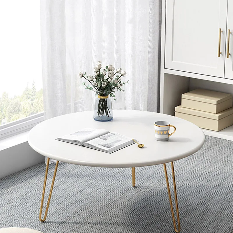 

White Centerpiece Coffee Table Round Minimalist Living Room Small Coffee Table Tv Furniture Stolik Kawowy Bedside Table HX50NU