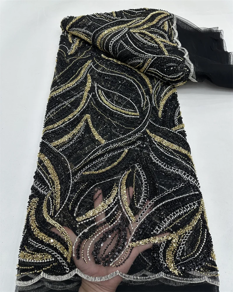 Африканская кружевная ткань с бисером 2025 высокое качество сетчатая для жениха