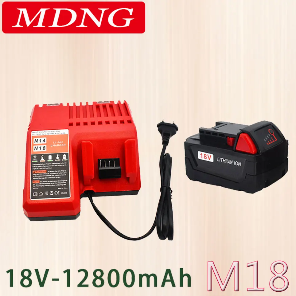 

100% Original 18V 12800mAh Replacemet Lithium ion 12.8Ah Battery for Milwaukee Xc M18 M18B Cordless Tools Batteries+Charger