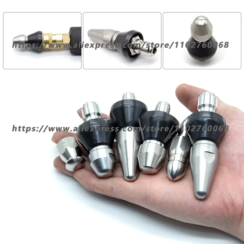 

Free Shipping 1/4" 3/8" Sewer Drain Cleaning Nozzle, Sewer Jetter Head, Pipe Washing Spray Nozzle for High Pressure Washer Kit