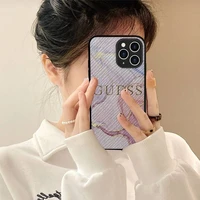fashion artistic agate marble gold bar brand guess phone case hard leather case for iphone 11 12 13 mini pro max 8 7 plus xr xs
