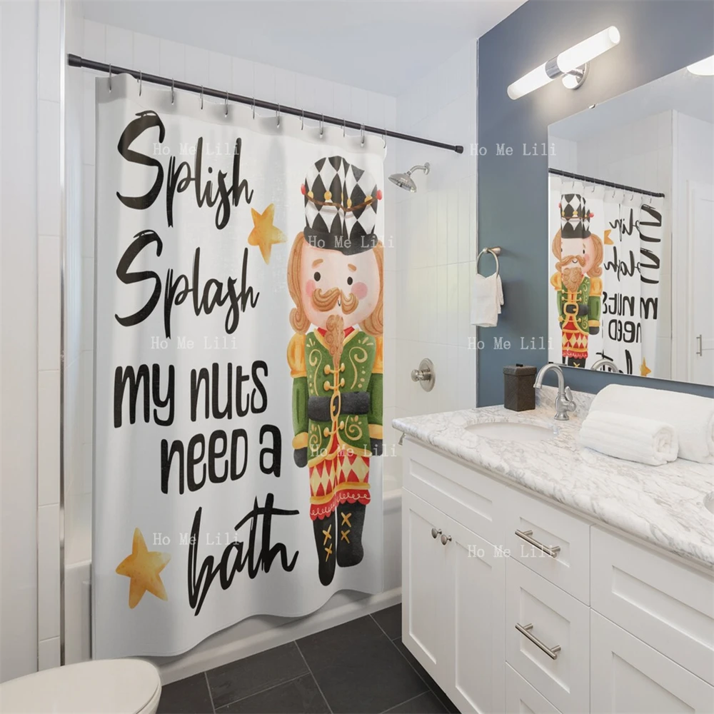 Рождественские занавески для душа Щелкунчик Занавеска Splish My Nuts Need A Bath Забавный